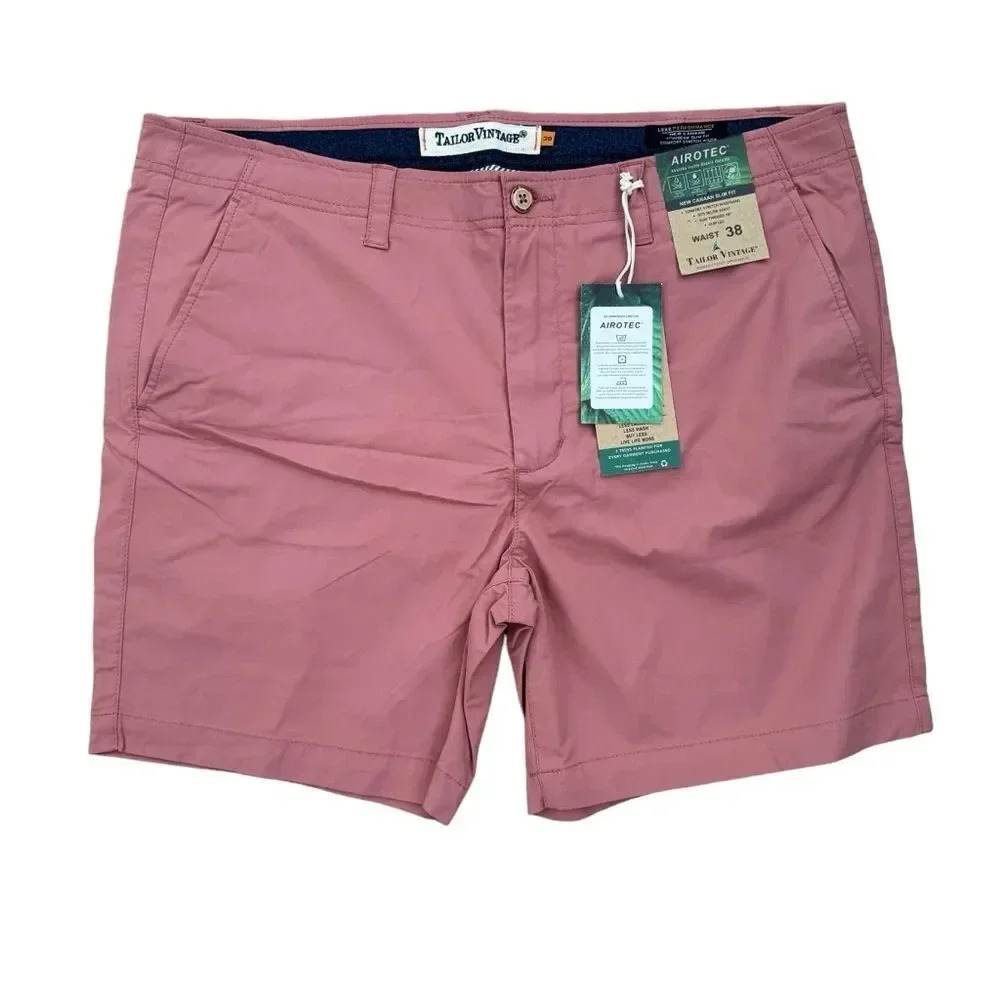 Tailor Vintage New Canaan Nantucket Dusty Pink Shorts Slim Fit Airotec 7" 38 NWT